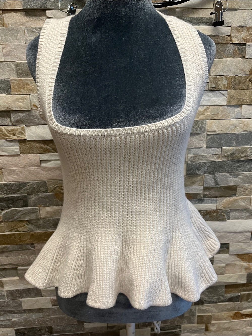 Astr Cream Ribbed Peplum Tank Top - Picture 2 of 7